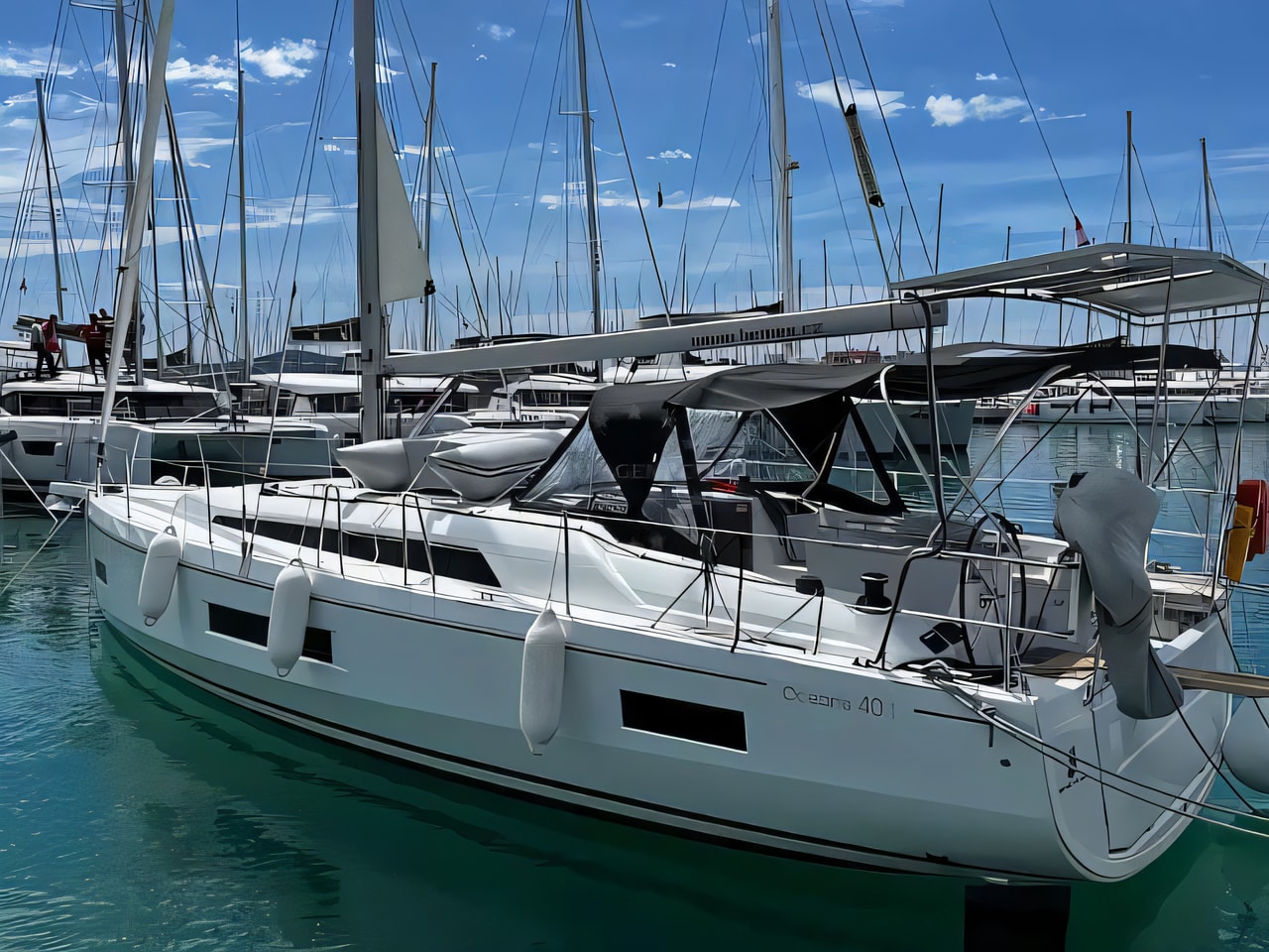 Exterior overview of Oceanis 40.1 sail boat for charter from Sukosan Marina Dalmacija in the Zadar sailing area Croatia