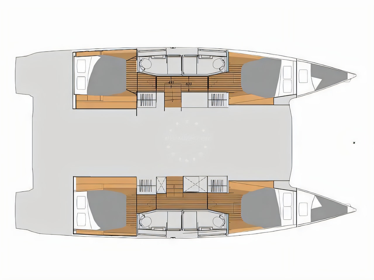 Interior of Elba 45 catamaran with 4 cabins Croatia yacht charter