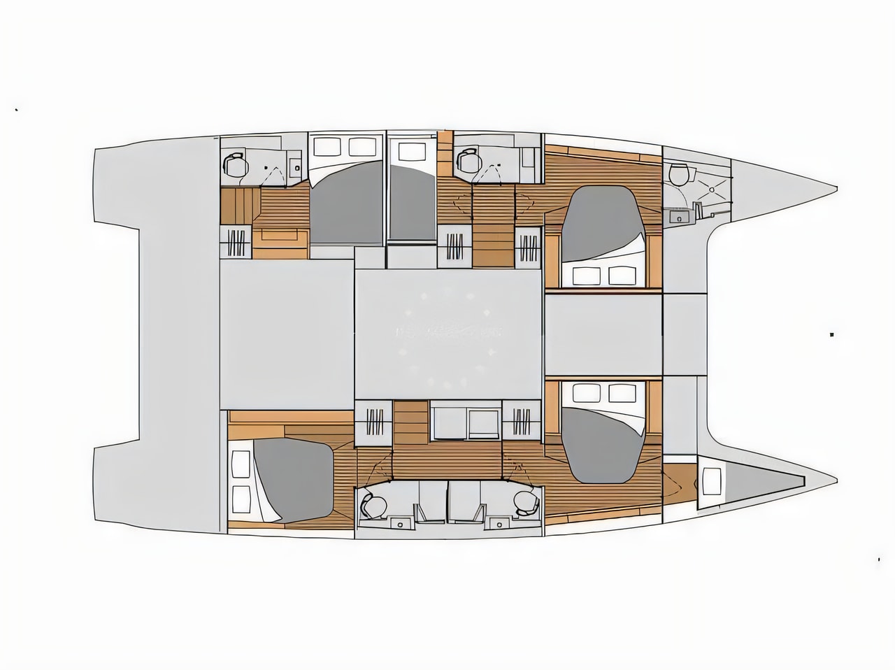 Interior of Tanna 47 catamaran with 6 cabins Croatia yacht charter