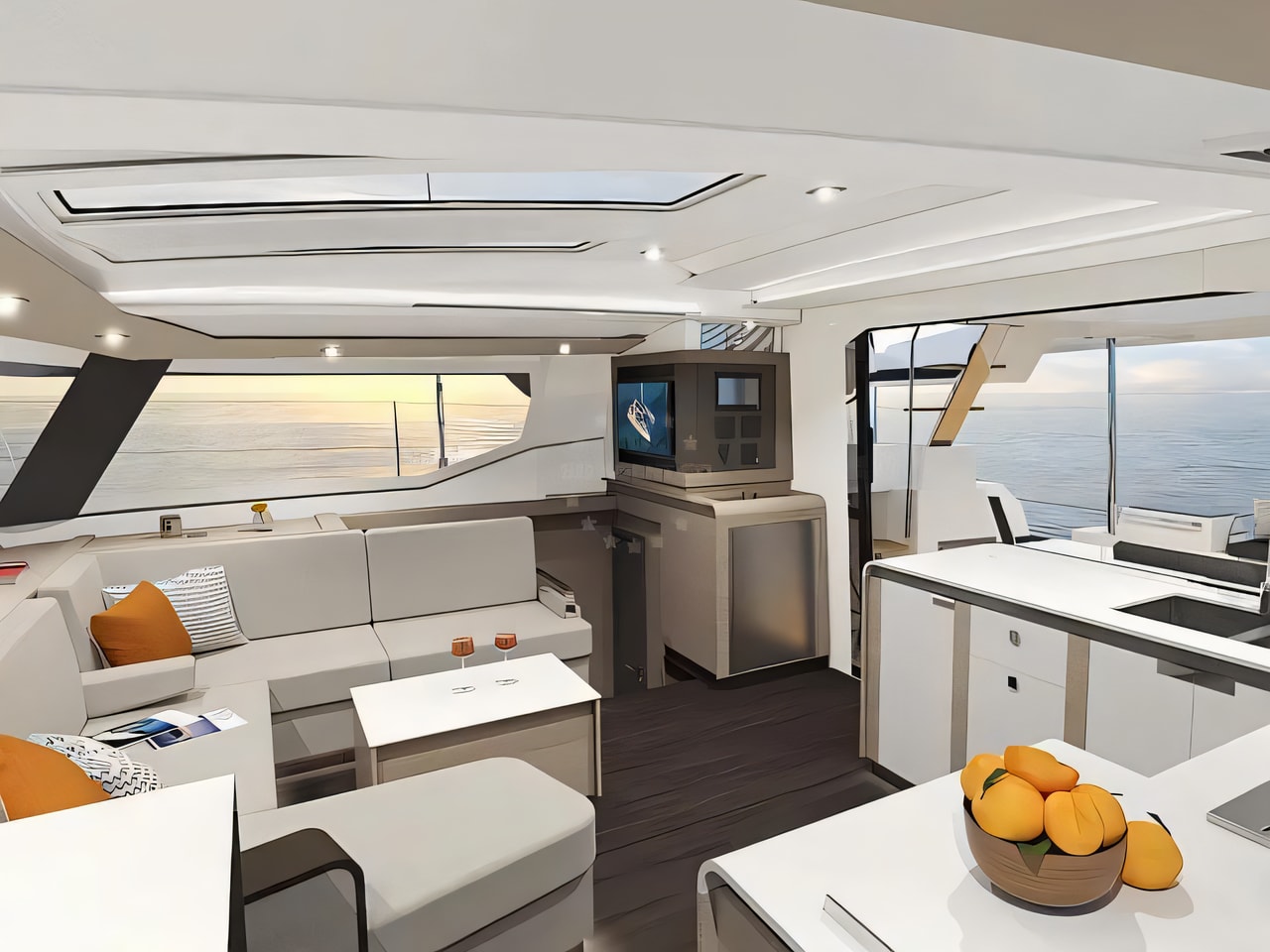 Layout of Tanna 47 catamaran with 6 cabins Croatia yacht charter