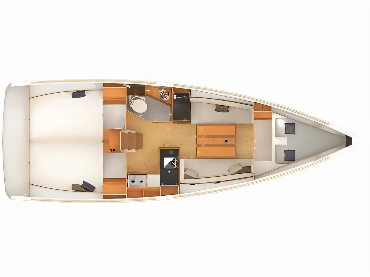 Interior of Sun Odyssey 349 sail boat with 3 cabins Croatia yacht charter