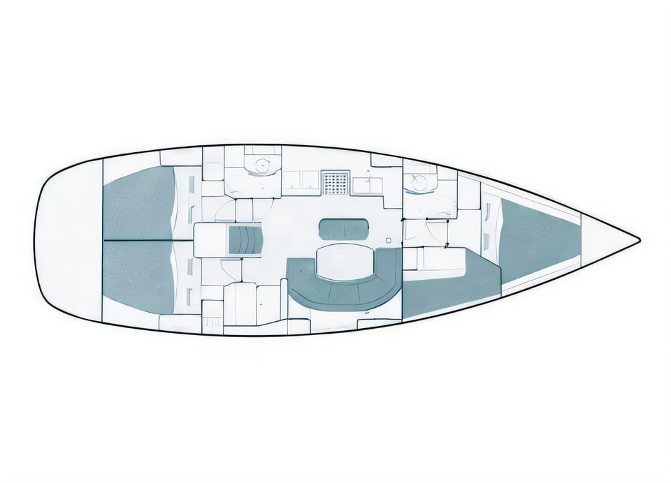 Layout of Oceanis Clipper 411 sail boat with 4 cabins Croatia yacht charter