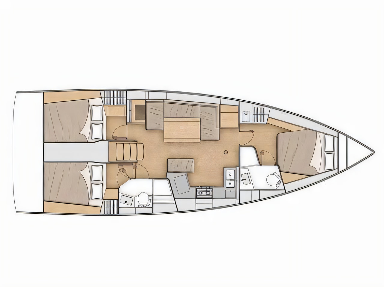 Interior of Oceanis 40.1 sail boat with 3 cabins Croatia yacht charter