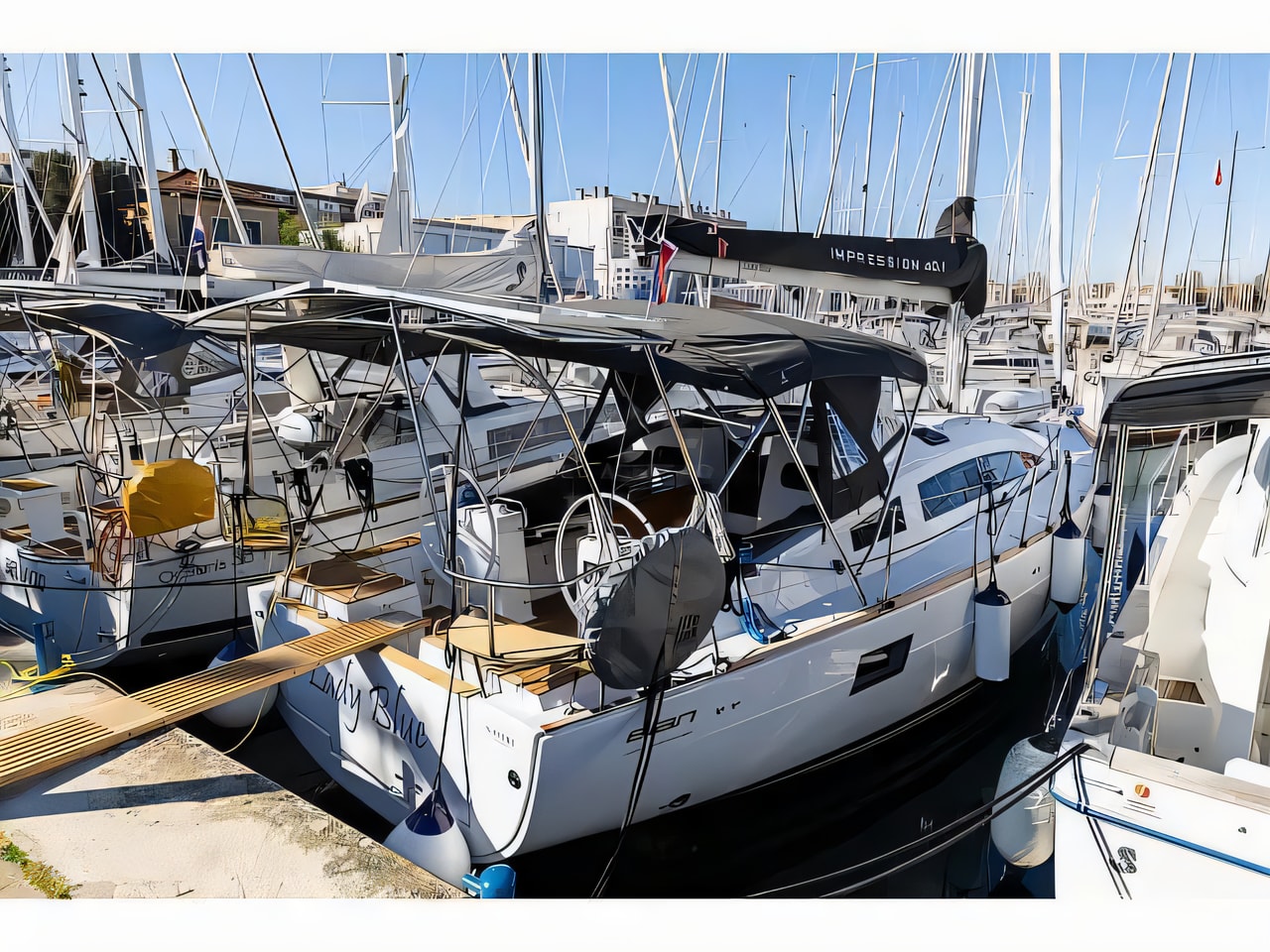Exterior overview of Elan Impresion 40.1 sail boat for charter from Zadar Marina Zadar in the Zadar sailing area Croatia