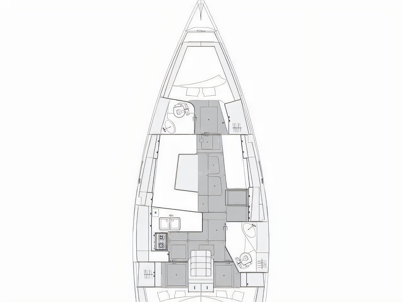 Interior of Elan Impresion 40.1 sail boat with 3 cabins Croatia yacht charter