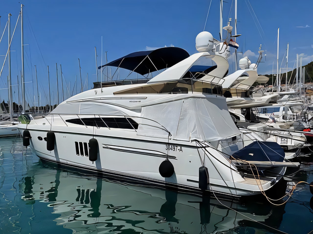 Exterior overview of Princess 62 motoryacht for charter from Split ACI Marina in the Split sailing area Croatia