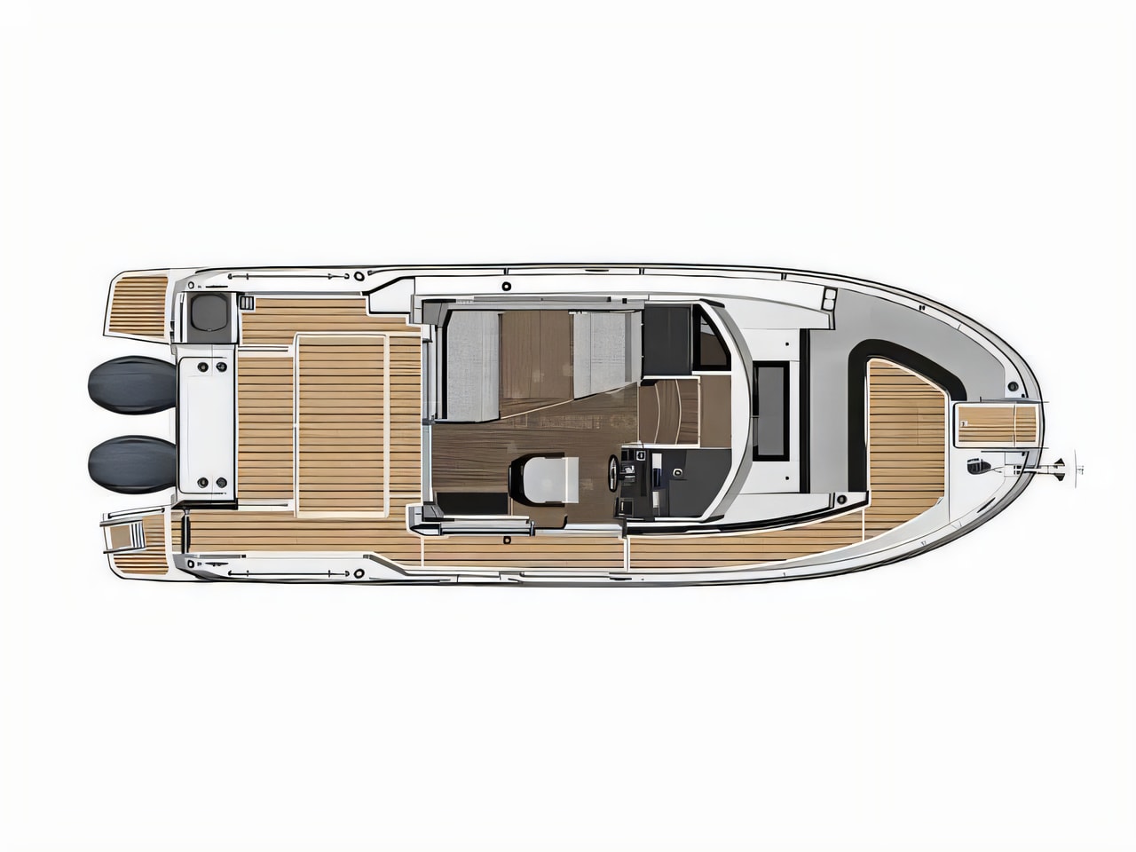 Interior of Merry Fisher 895 motor boat with 2 cabins Croatia yacht charter