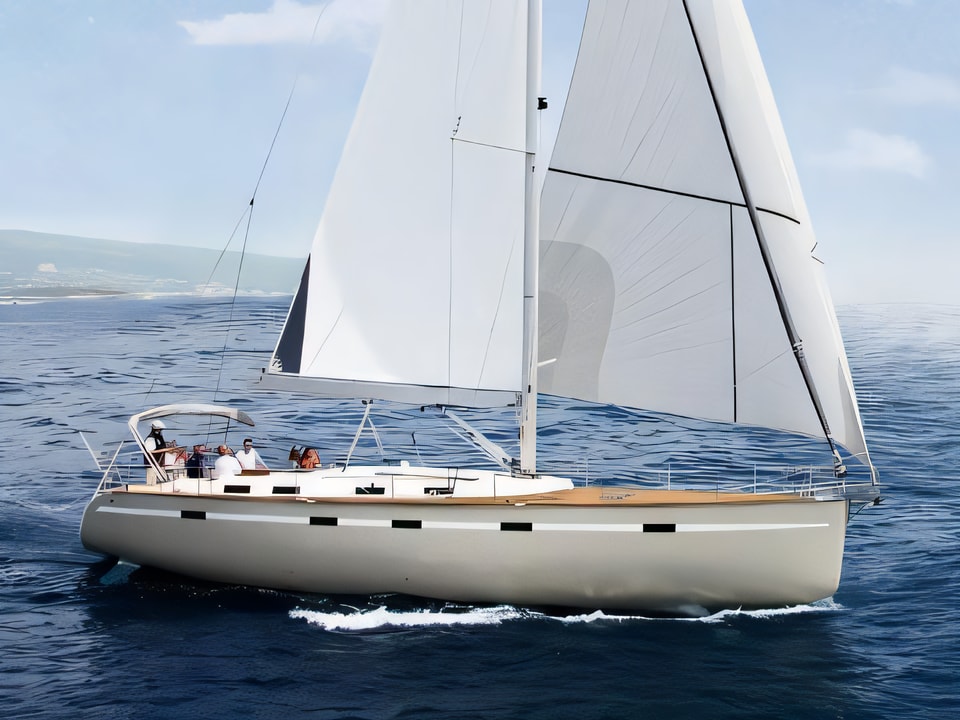 Exterior overview of Bavaria 55 BT '11 sail boat for charter from Sukosan Marina Dalmacija in the Zadar sailing area Croatia