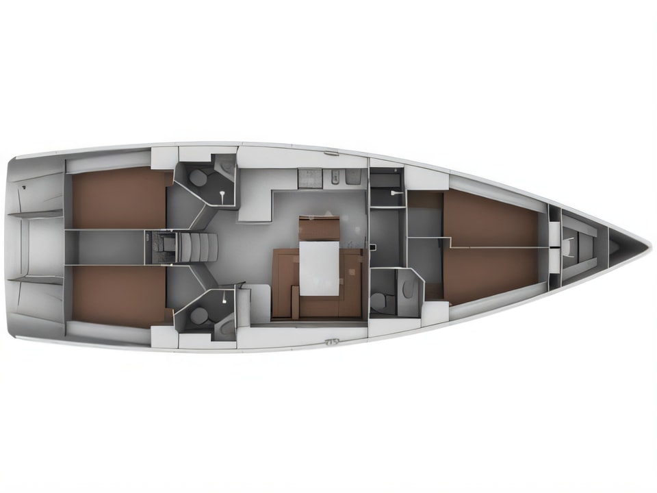 Layout of Bavaria 45 BT '11 sail boat with 4 cabins Croatia yacht charter