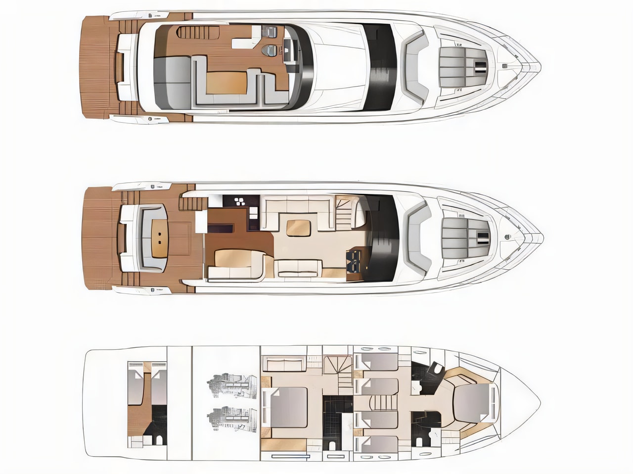 Interior of Princess 68 motoryacht with 4 cabins Croatia yacht charter