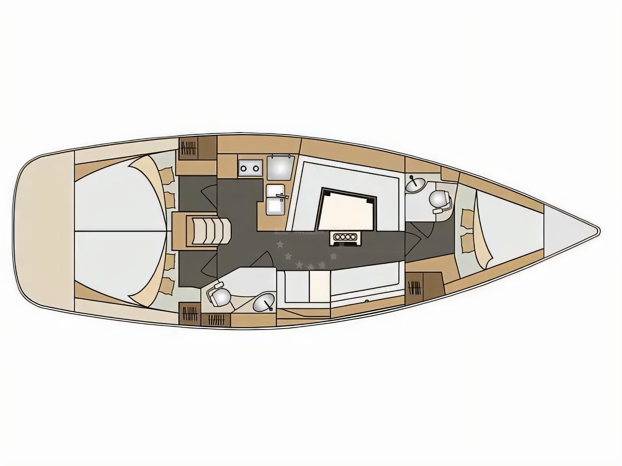 Interior of Elan Impression 40 sail boat with 3 cabins Croatia yacht charter