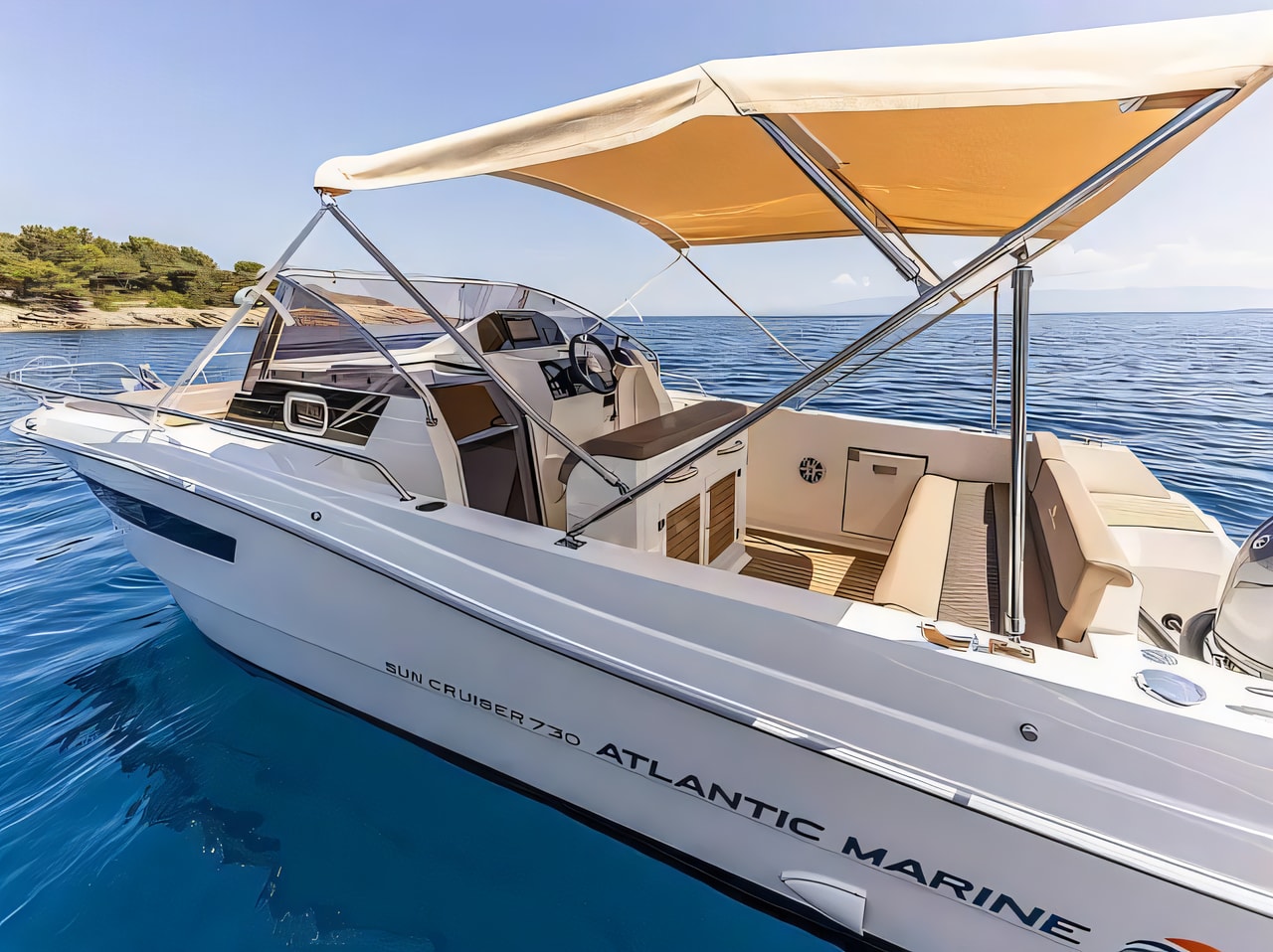Atlantic 730 Suncruiser motor boat for charter in Mali Losinj, Croatia