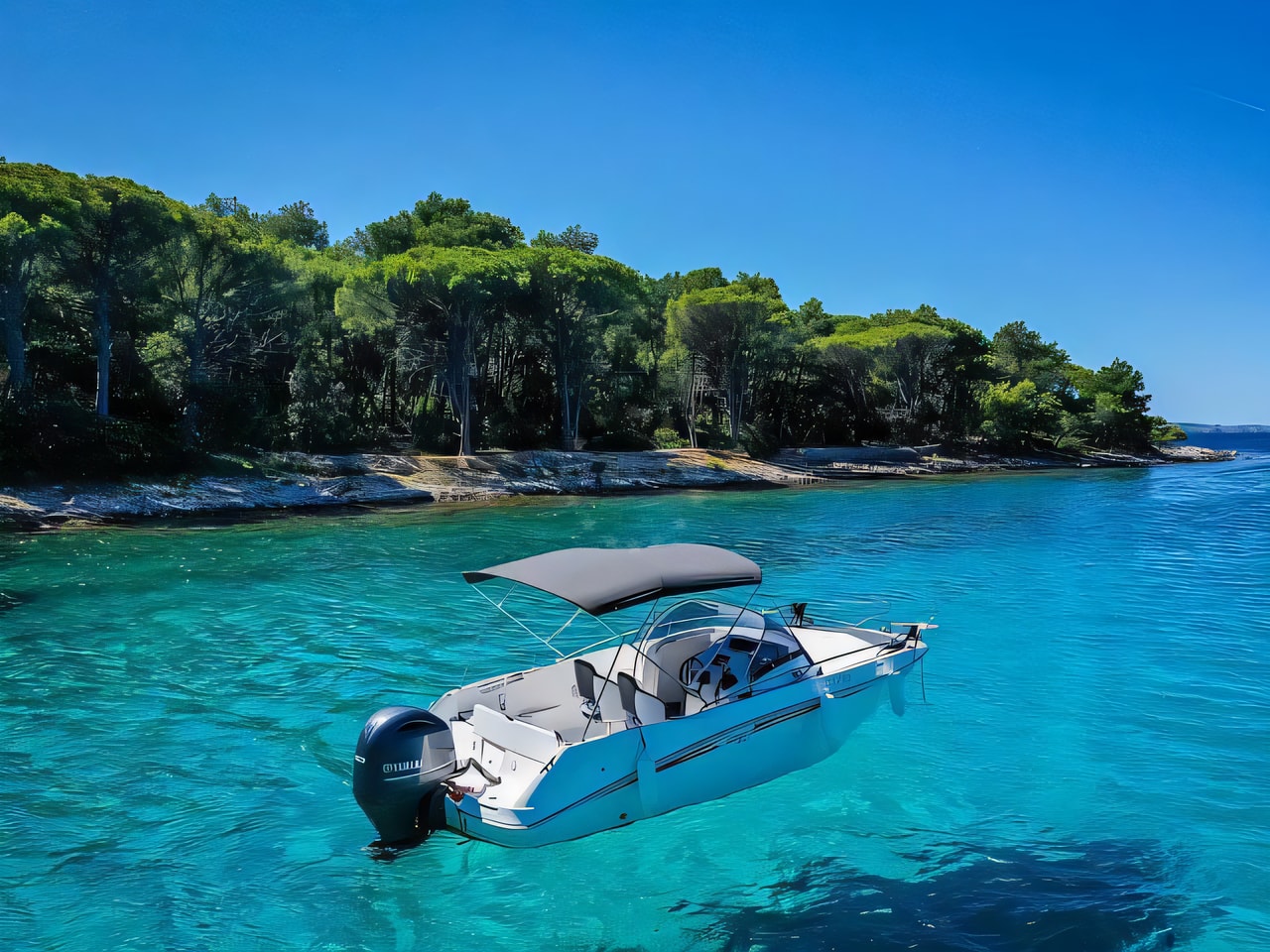 Galeon Galia 630 Sundeck motor boat for charter from Mali Losinj Istria / Kvarner sailing area Croatia