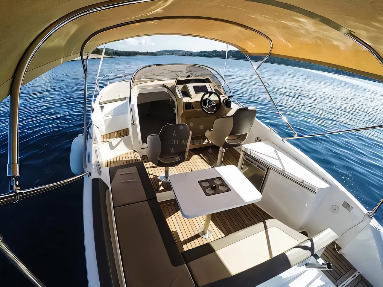 Interior of Galeon Galia 700 Sundeck motor boat with 1 cabins Croatia yacht charter