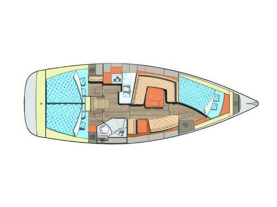 Elan 384 Impression yacht layout 3 cabins Croatia charter