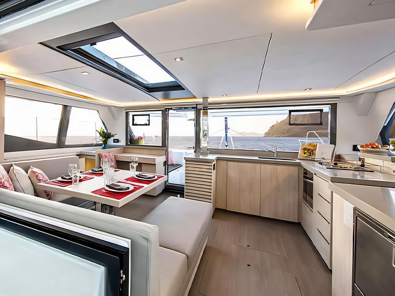 Layout of Sunsail 454L catamaran with 4 cabins Croatia yacht charter