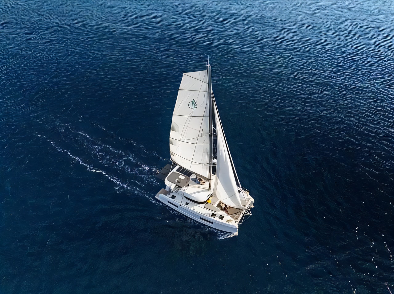 Exterior overview of Lagoon 38 catamaran for charter from Rogoznica Marina Frapa in the Kornati sailing area Croatia