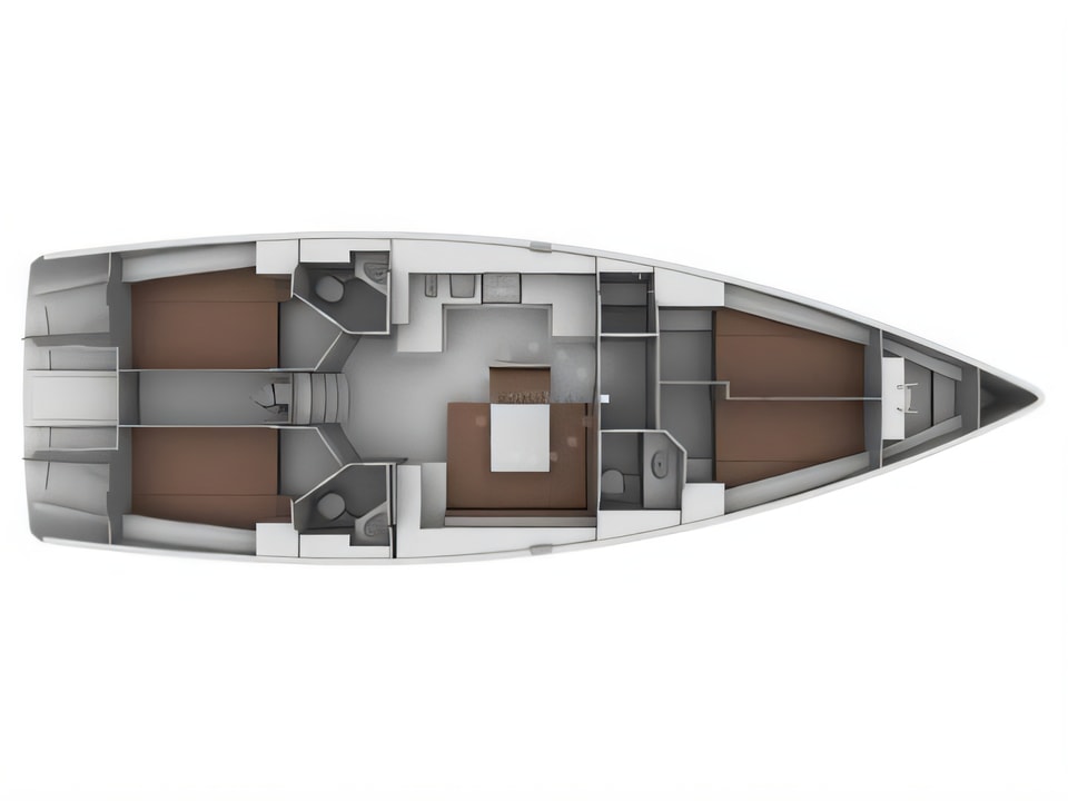 Layout of Bavaria Cruiser 45 sail boat with 4 cabins Croatia yacht charter