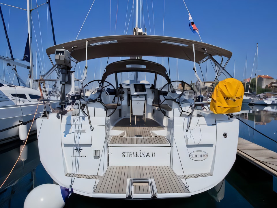 Exterior overview of Sun Odyssey 409 Performance sail boat for charter from Sibenik Marina Mandalina in the Sibenik sailing area Croatia