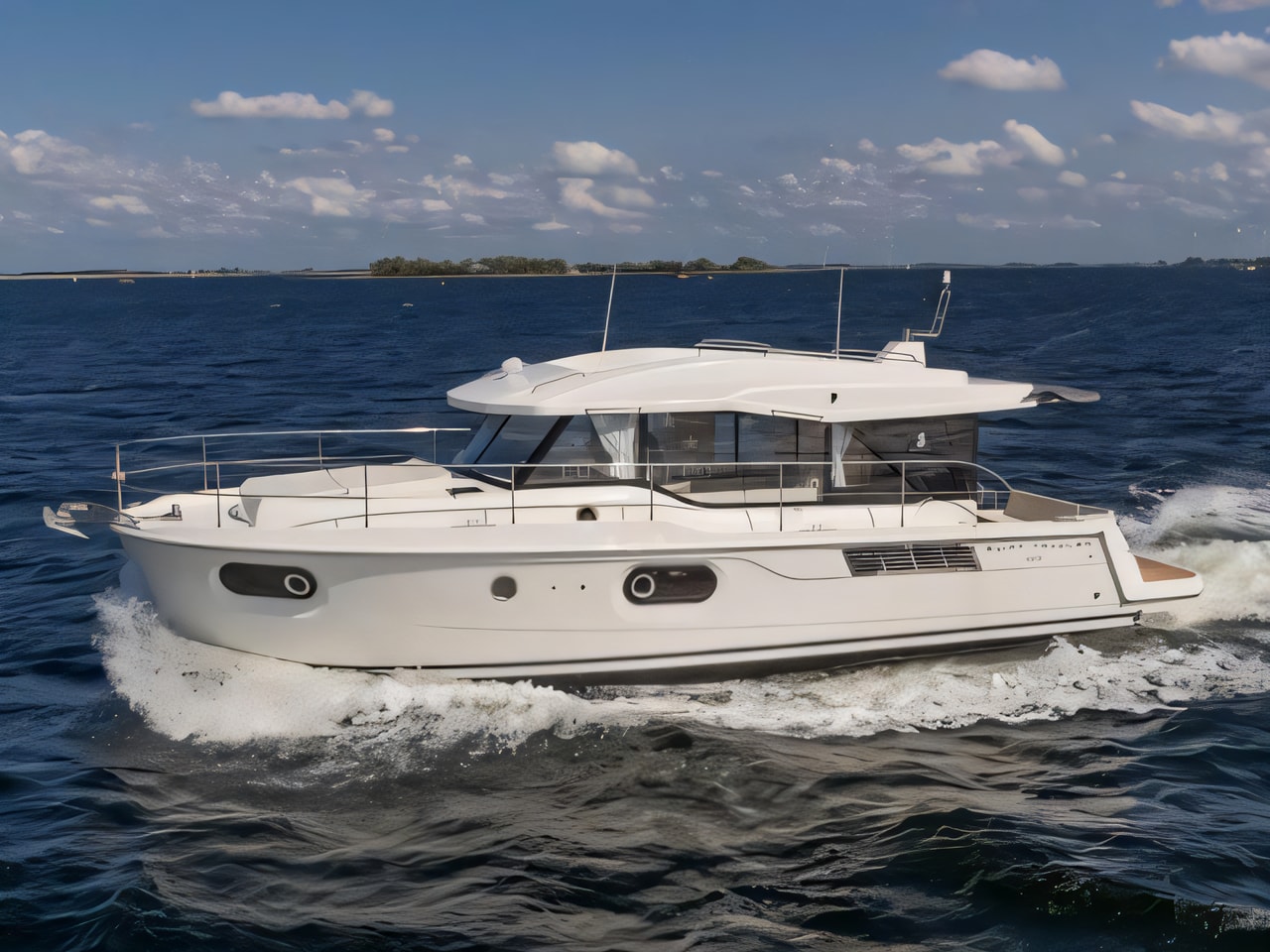 Exterior overview of Swift Trawler 41 motor boat for charter from Pula Tehnomont Marina Veruda in the Istria / Kvarner sailing area Croatia