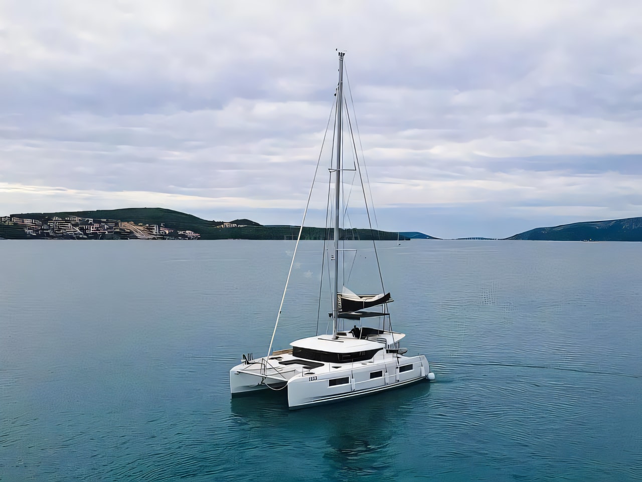 Exterior overview of Lagoon 46 Fly catamaran for charter from Seget Donji Marina Baotic in the Split sailing area Croatia