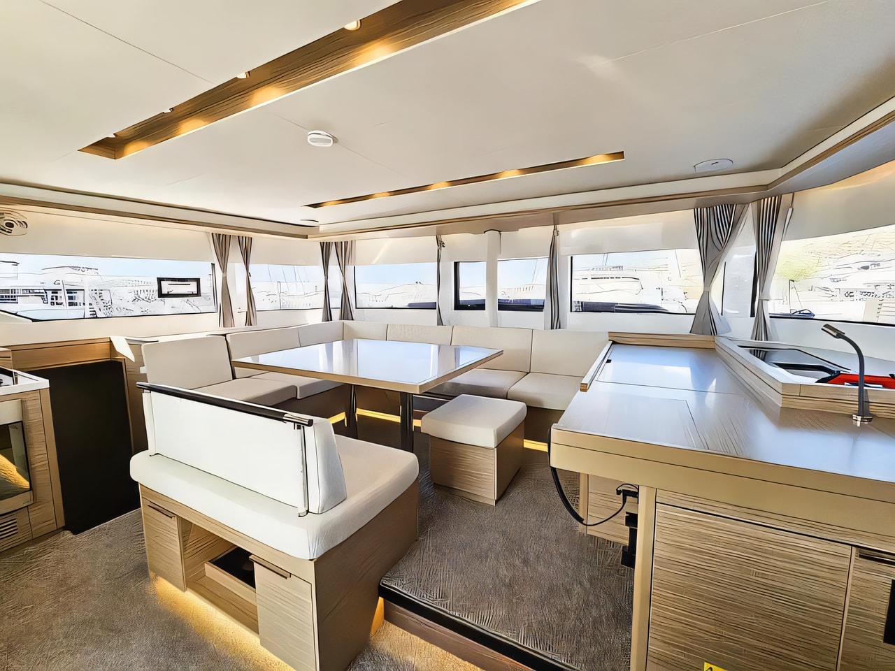 Layout of Lagoon 51 Fly catamaran with 6 cabins Croatia yacht charter