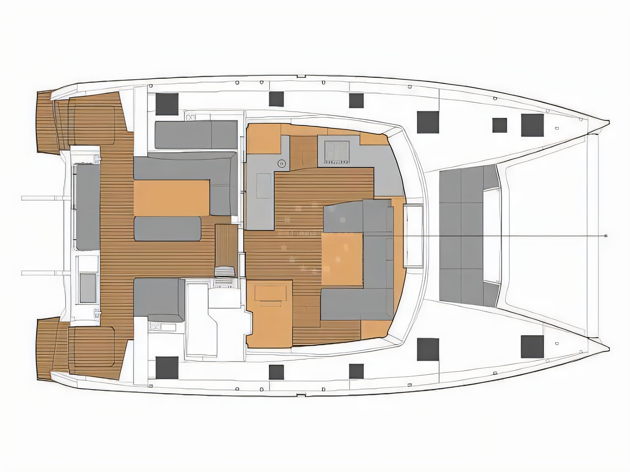 Interior of Fountaine Pajot Elba 45 catamaran with 5 cabins Croatia yacht charter