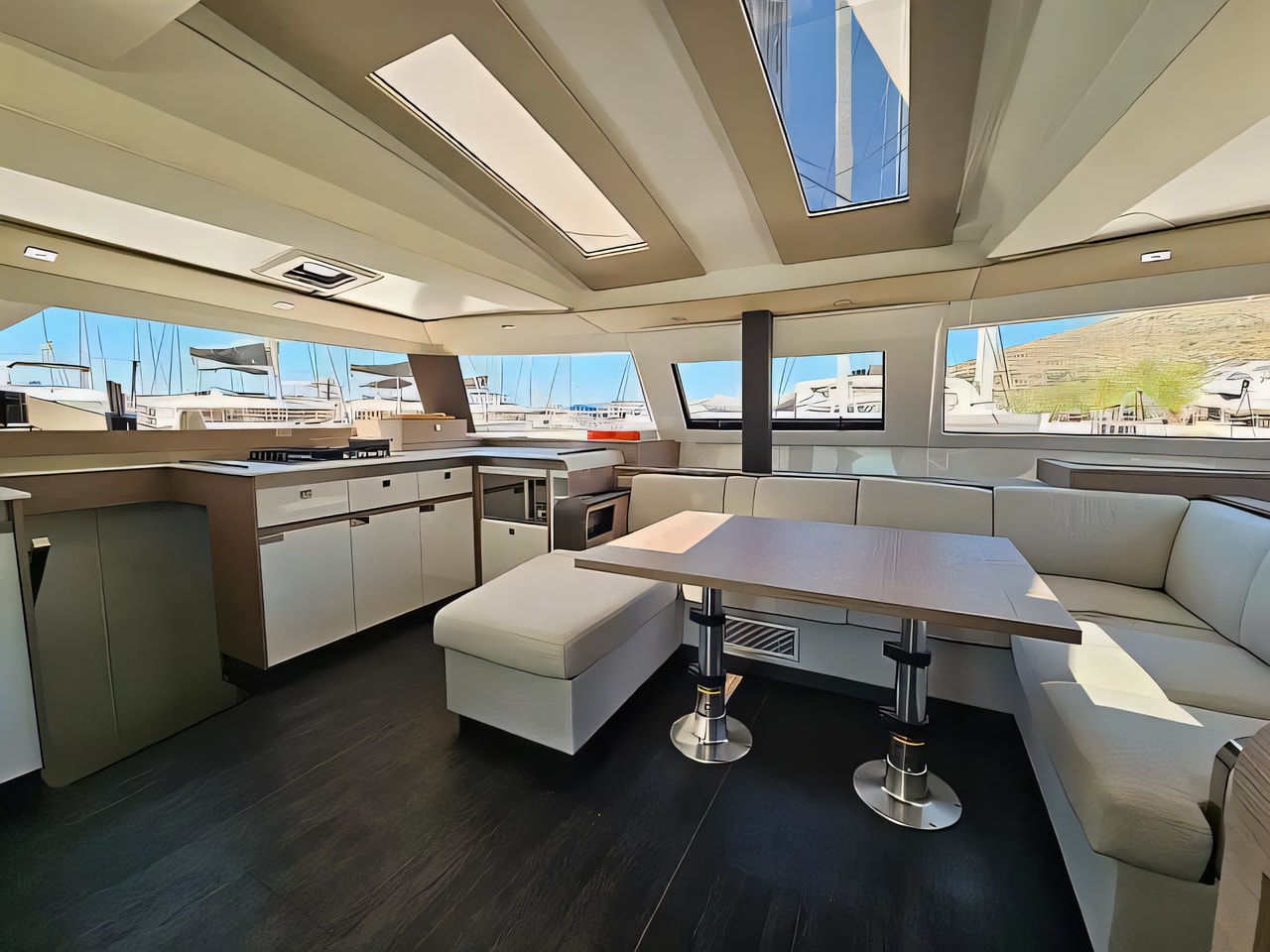 Layout of Fountaine Pajot Elba 45 catamaran with 5 cabins Croatia yacht charter