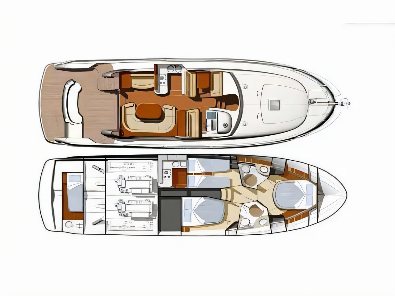 Interior of Prestige 46 Fly motor boat with 4 cabins Croatia yacht charter