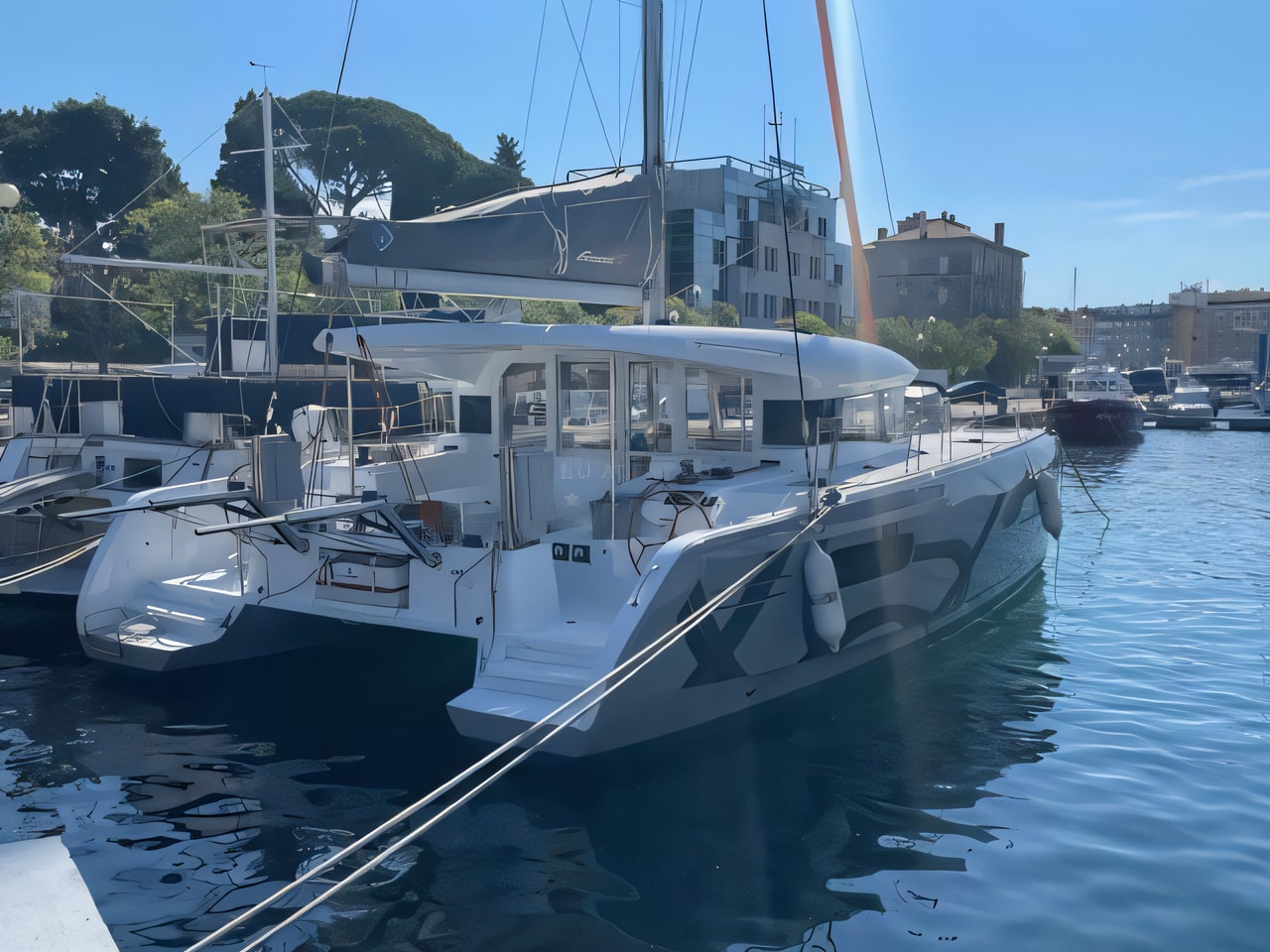 Exterior overview of Excess 12 catamaran for charter from Zadar Marina Zadar in the Zadar sailing area Croatia