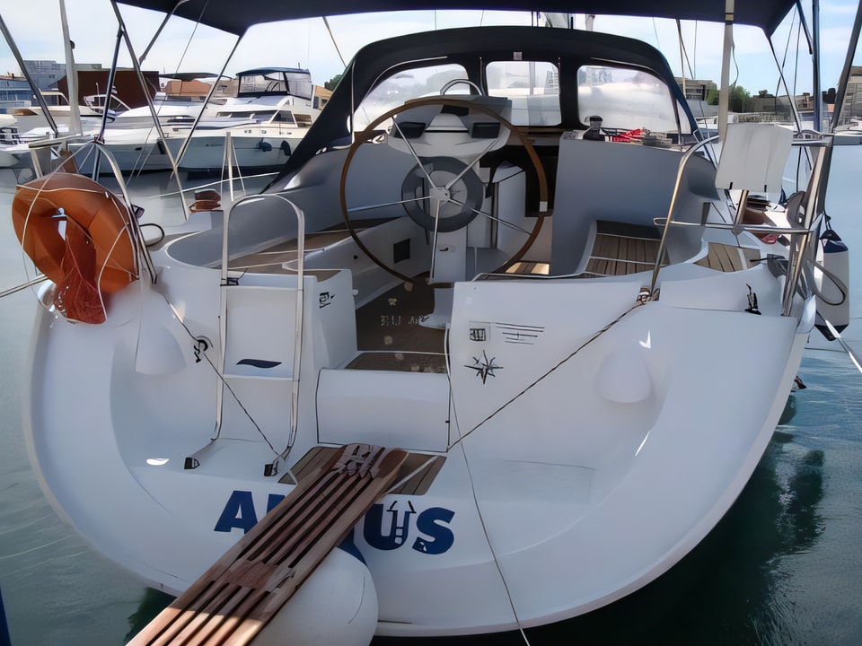 Exterior overview of Sun Odyssey 37 sail boat for charter from Biograd Kornati in the Zadar sailing area Croatia