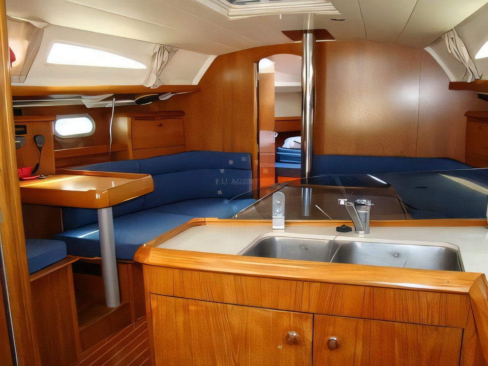 Interior of Sun Odyssey 37 sail boat with 3 cabins Croatia yacht charter