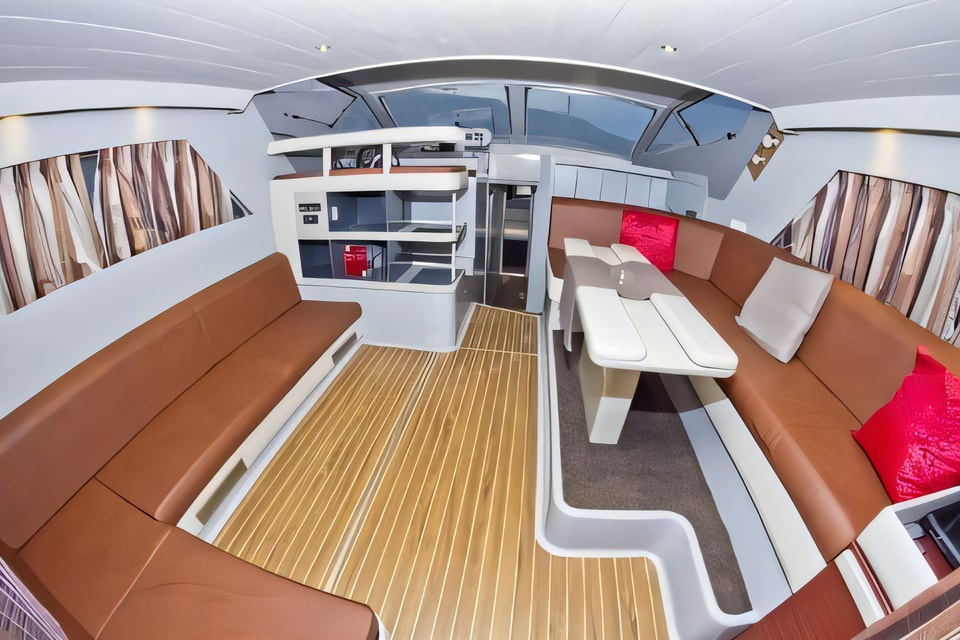 Interior of Ferretti 52-7 motoryacht with 4 cabins Croatia yacht charter