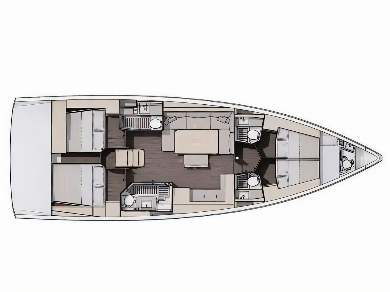 Interior of Dufour 470 sail boat with 5 cabins Croatia yacht charter