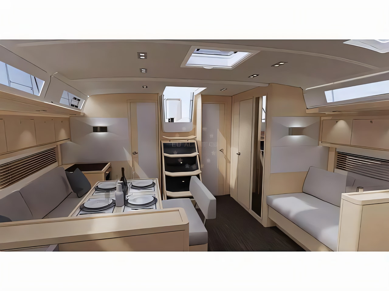 Layout of Dufour 470 sail boat with 5 cabins Croatia yacht charter