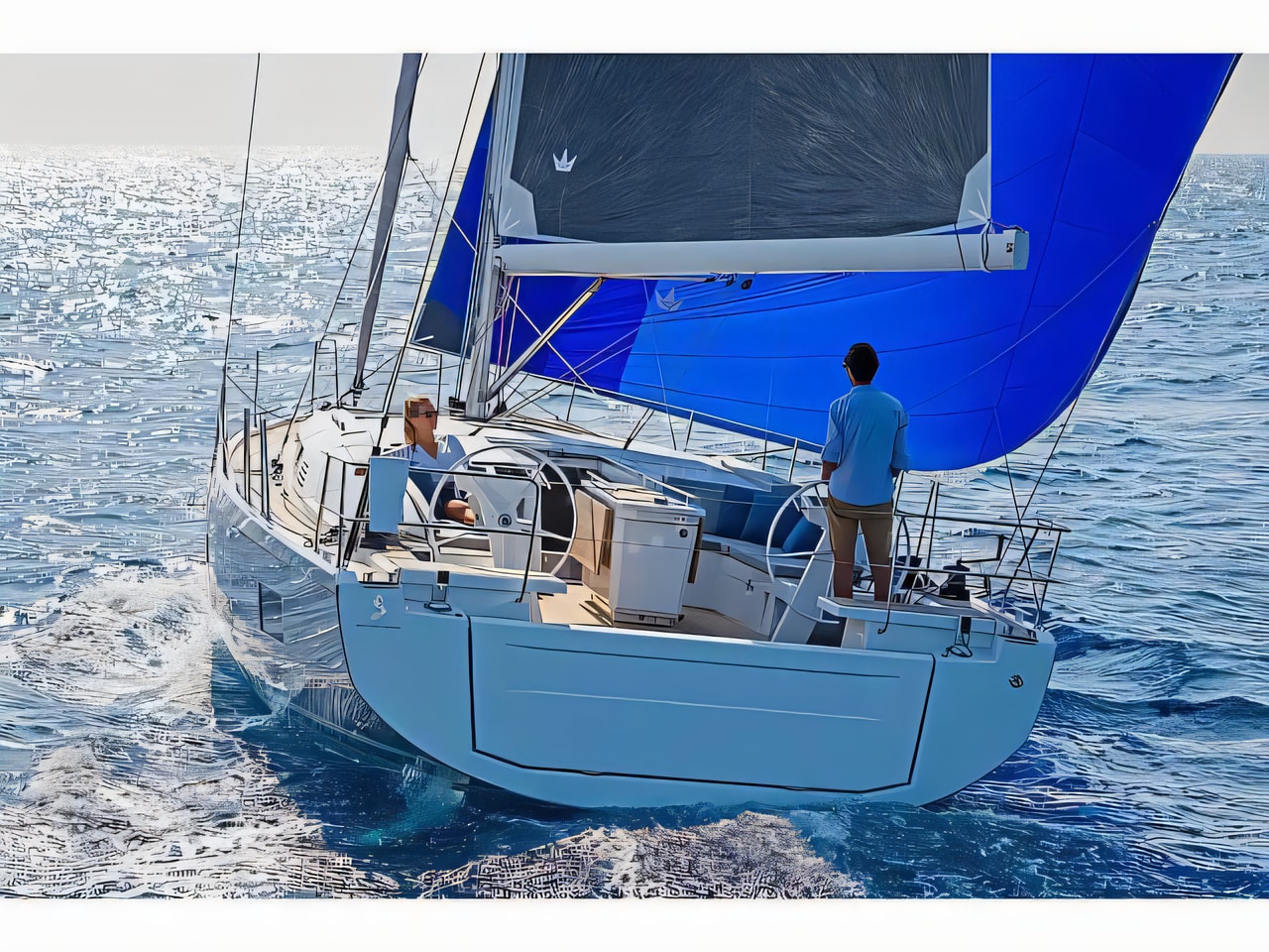 Exterior overview of Oceanis 46.1 sail boat for charter from Vodice ACI Marina in the Sibenik sailing area Croatia