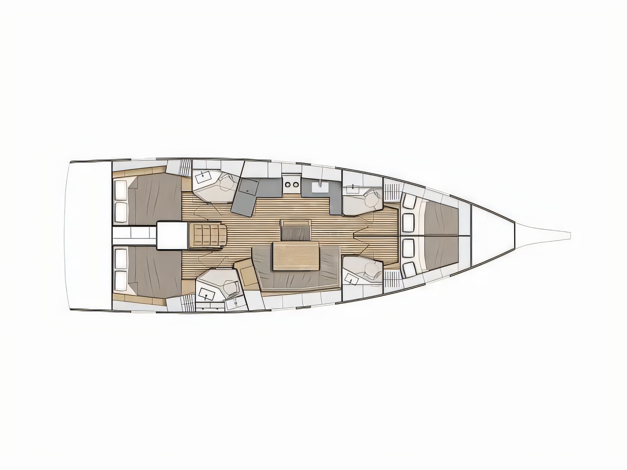 Interior of Oceanis 46.1 sail boat with 4 cabins Croatia yacht charter