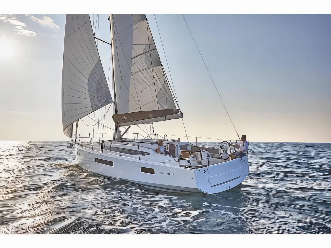 Exterior overview of Sun Odyssey 410 sail boat for charter from Vodice ACI Marina in the Sibenik sailing area Croatia