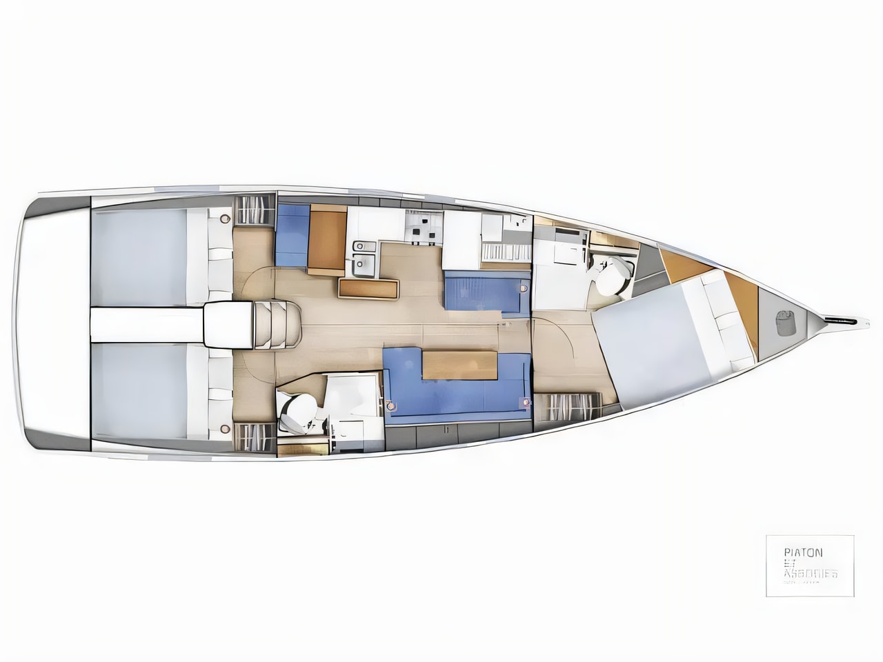 Interior of Sun Odyssey 410 sail boat with 3 cabins Croatia yacht charter