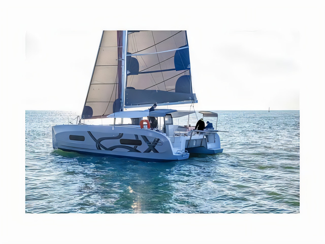 Exterior overview of Excess 11 catamaran for charter from Vodice ACI Marina in the Sibenik sailing area Croatia