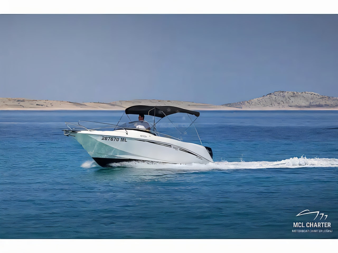 Exterior overview of Galia 630 Sundeck motor boat for charter from Mali Losinj in the Istria / Kvarner sailing area Croatia