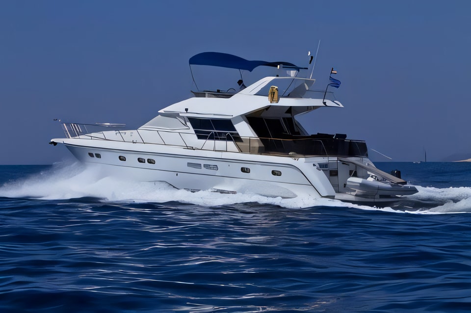 Exterior overview of Yaretti 1910 motoryacht for charter from Primosten Marina Kremik in the Sibenik sailing area Croatia