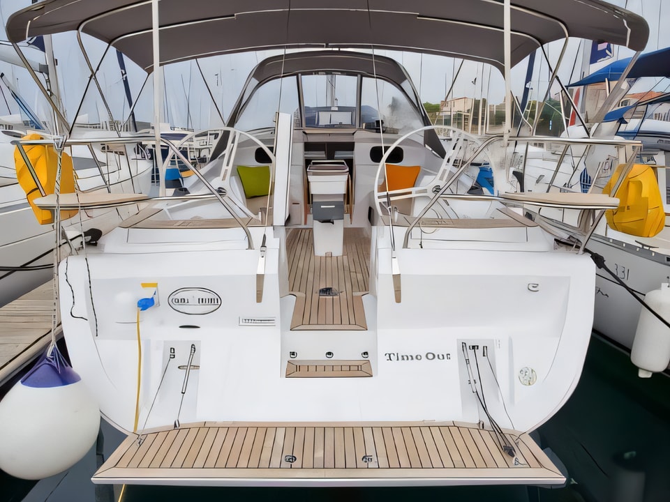Exterior overview of Elan 394 Impression sail boat for charter from Sibenik Marina Mandalina in the Sibenik sailing area Croatia