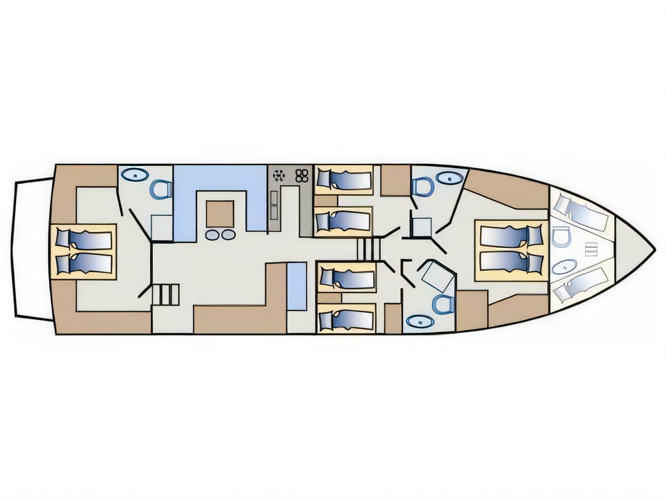 Yaretti 2110 yacht layout 5 cabins Croatia charter