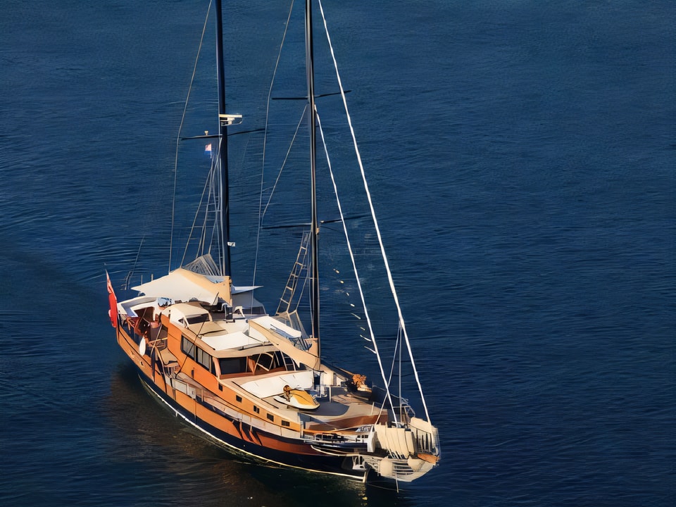 Exterior overview of Gulet Pacha gulet or cruiser for charter from Split Port in the Split sailing area Croatia