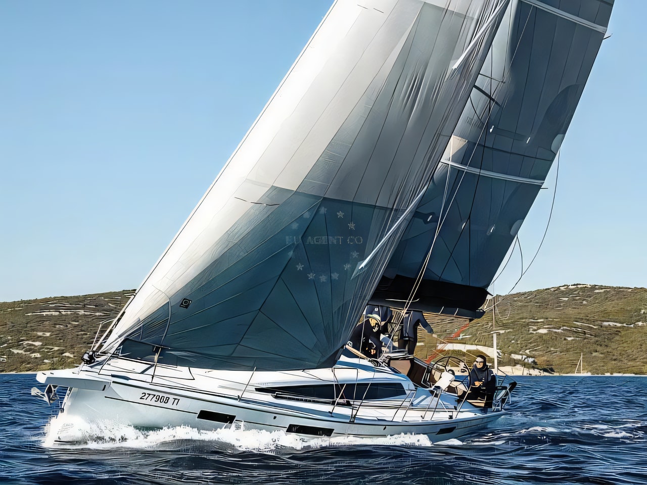 Exterior overview of Dehler 38 SQ sail boat for charter from Murter ACI Marina Jezera in the Sibenik sailing area Croatia