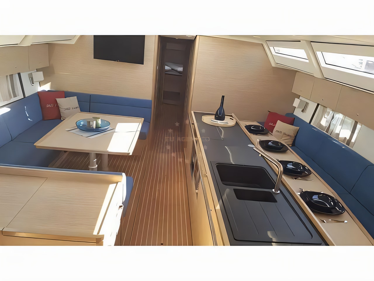 Layout of D&D Kufner 54 (AC+Gen+Solar) sail boat with 5 cabins Croatia yacht charter
