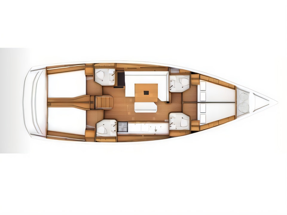 Layout of Sun Odyssey 479 sail boat with 4 cabins Croatia yacht charter
