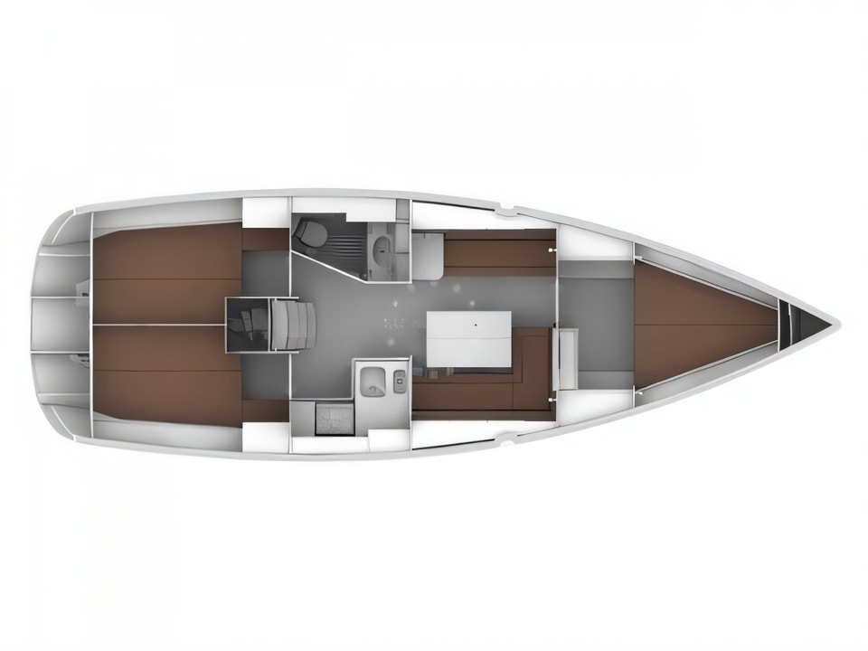 Layout of Bavaria 36 Cruiser sail boat with 3 cabins Croatia yacht charter