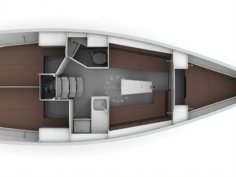 Layout of Bavaria 34 Cruiser sail boat with 3 cabins Croatia yacht charter
